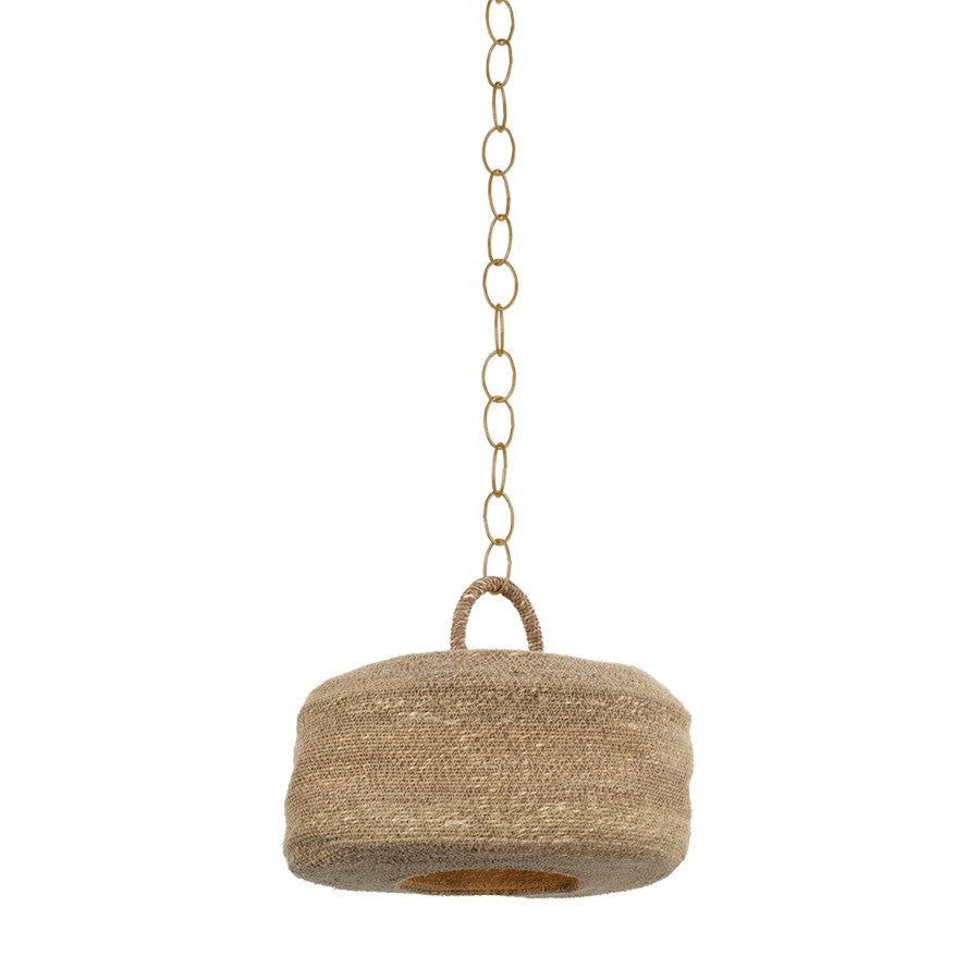 Troy Lighting Ferrando 1Lt 15" Pendant, Patina Brass/Seagrass - F6315-PBR
