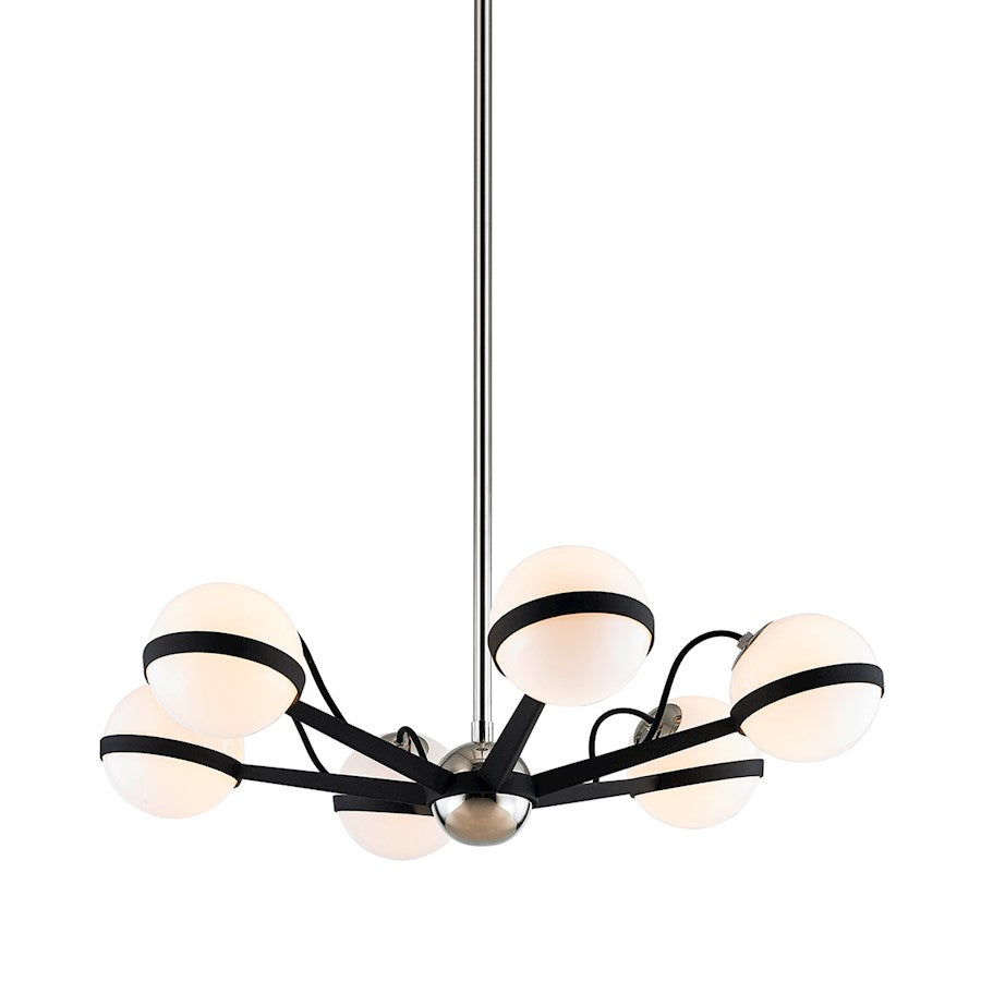Troy Lighting Ace 6 Light Chandelier, Textured Black/Nickel/Gloss - F7163-TBK-PN