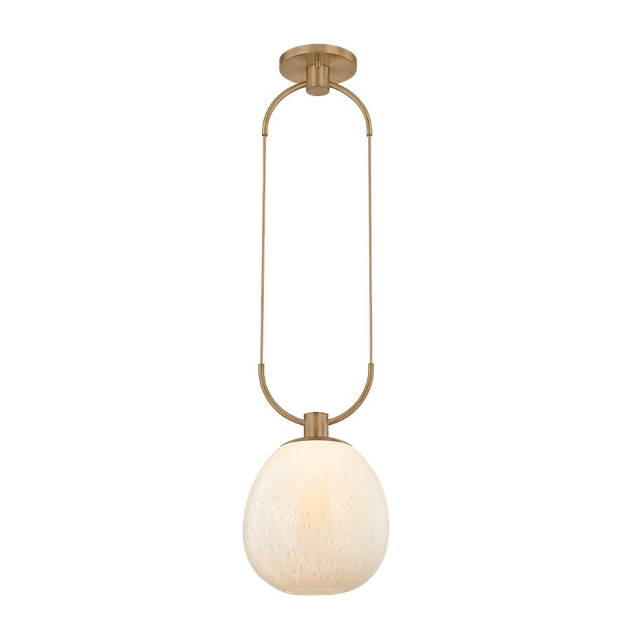 Troy Lighting Jove 1 Light Pendant, Patina Brass/Seeded Cloud - F7510-PBR
