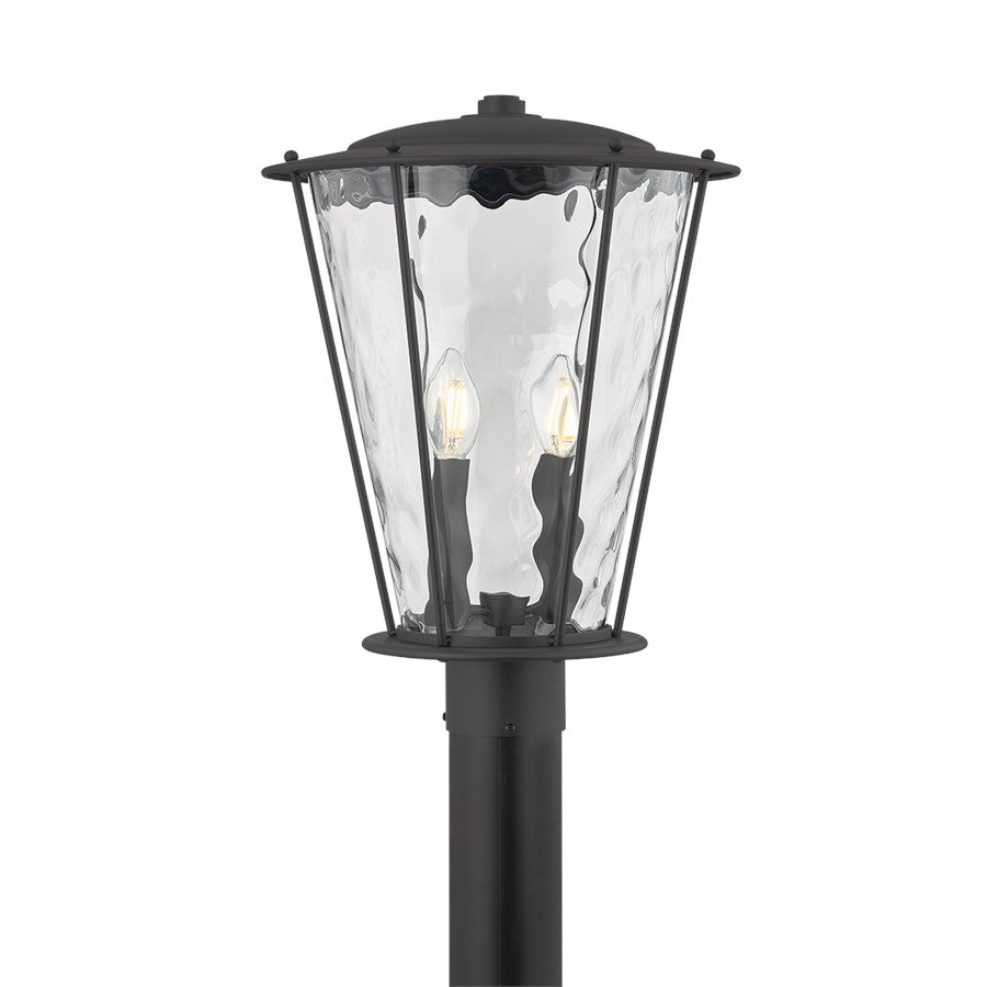 Troy Lighting Jantzen 2 Light Post, Texture Black/Water Glass - P7115-TBK