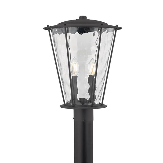 Troy Lighting Jantzen 2 Light Post, Texture Black/Water Glass - P7115-TBK