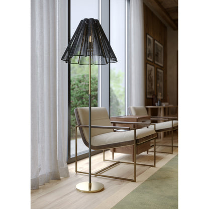 Troy Lighting Sonoma 1Lt Floor Lamp, Gold Leaf/Espresso Abaca Rope