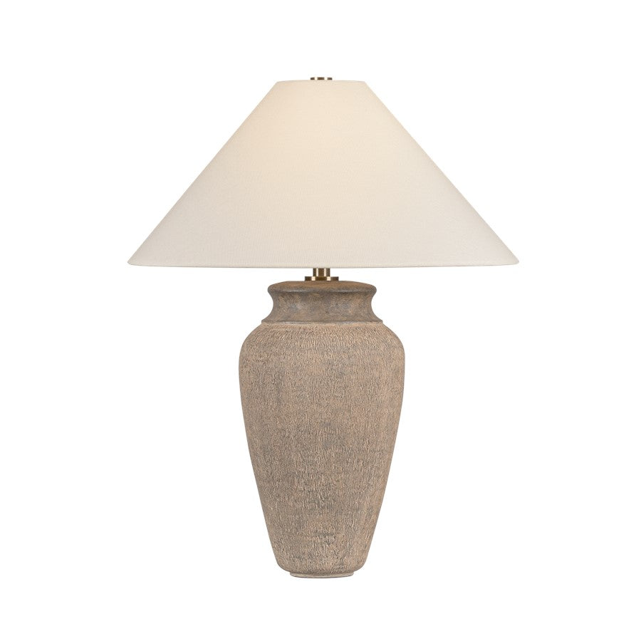 Troy Lighting Vessel 1Lt Table Lamp, Patina Brass/White Linen - PTL1729-PBR-CTU