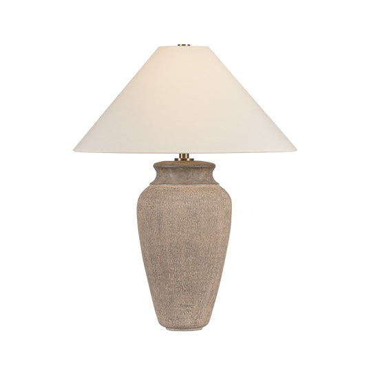 Troy Lighting Vessel 1Lt Table Lamp, Patina Brass/White Linen - PTL1729-PBR-CTU