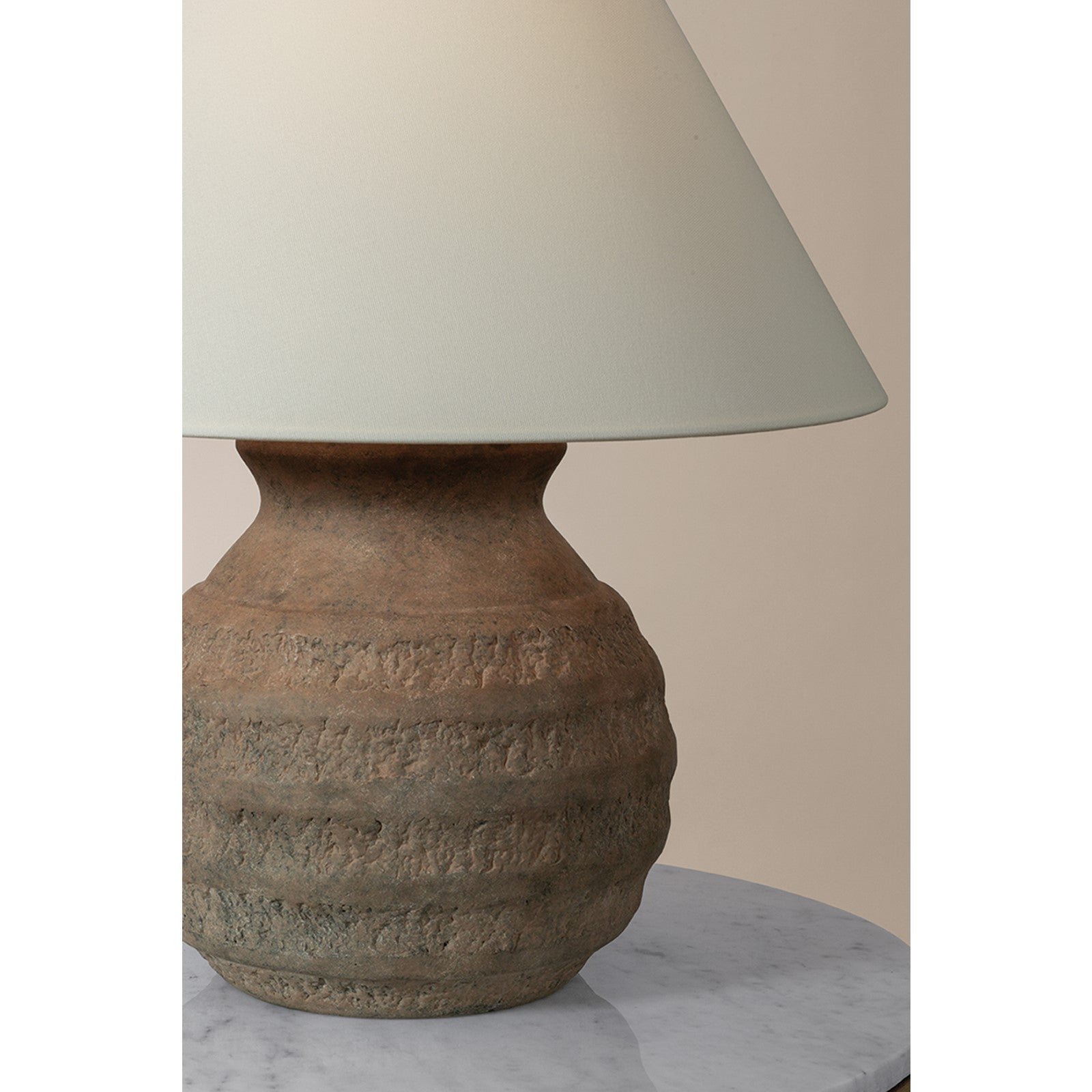 Troy Lighting Dorian 1Lt Table Lamp, Patina Brass/Off White Linen