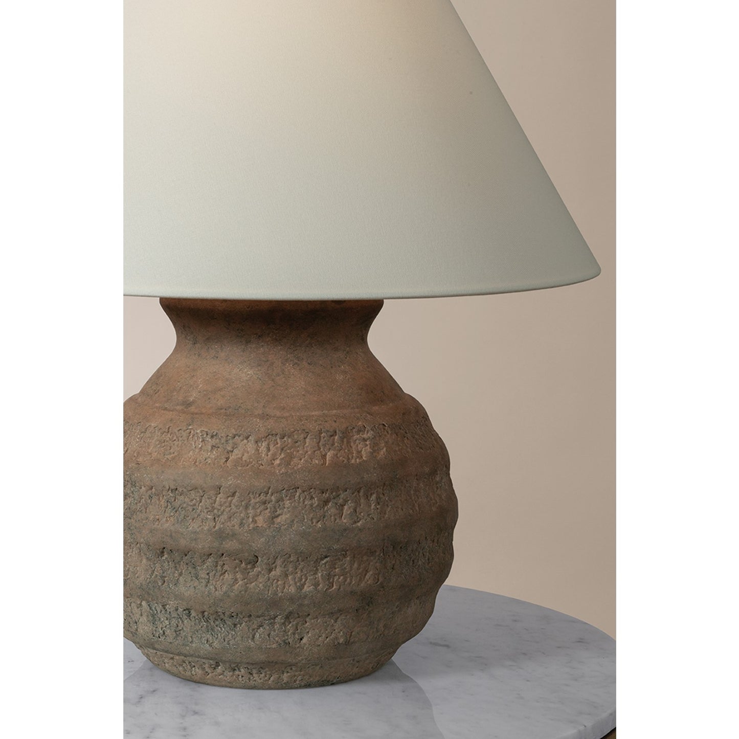 Troy Lighting Dorian 1Lt Table Lamp, Patina Brass/Off White Linen