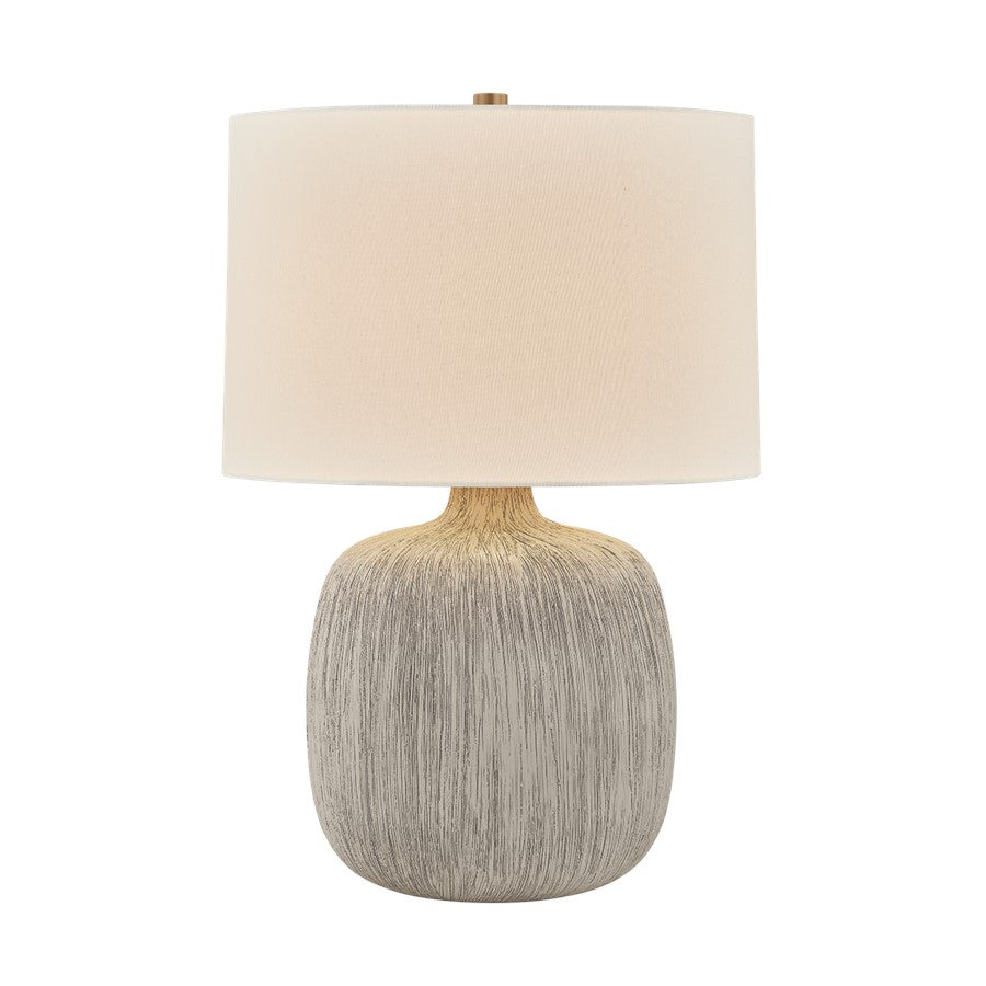 Troy Lighting Keagan 1Lt Table Lamp, Brass/Off White Linen - PTL3124-PBR-CSE
