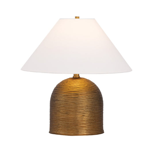 Troy Lighting Arvin 1Lt Table Lamp, Patina Brass/Off White Linen - PTL3520-PBR
