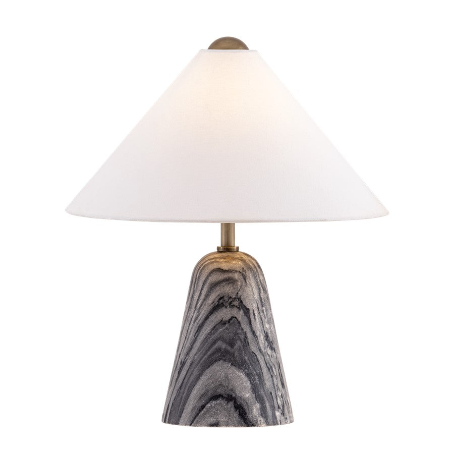 Troy Lighting Millbrae 1Lt Table Lamp, Brass/Off White Linen - PTL5024-PBR