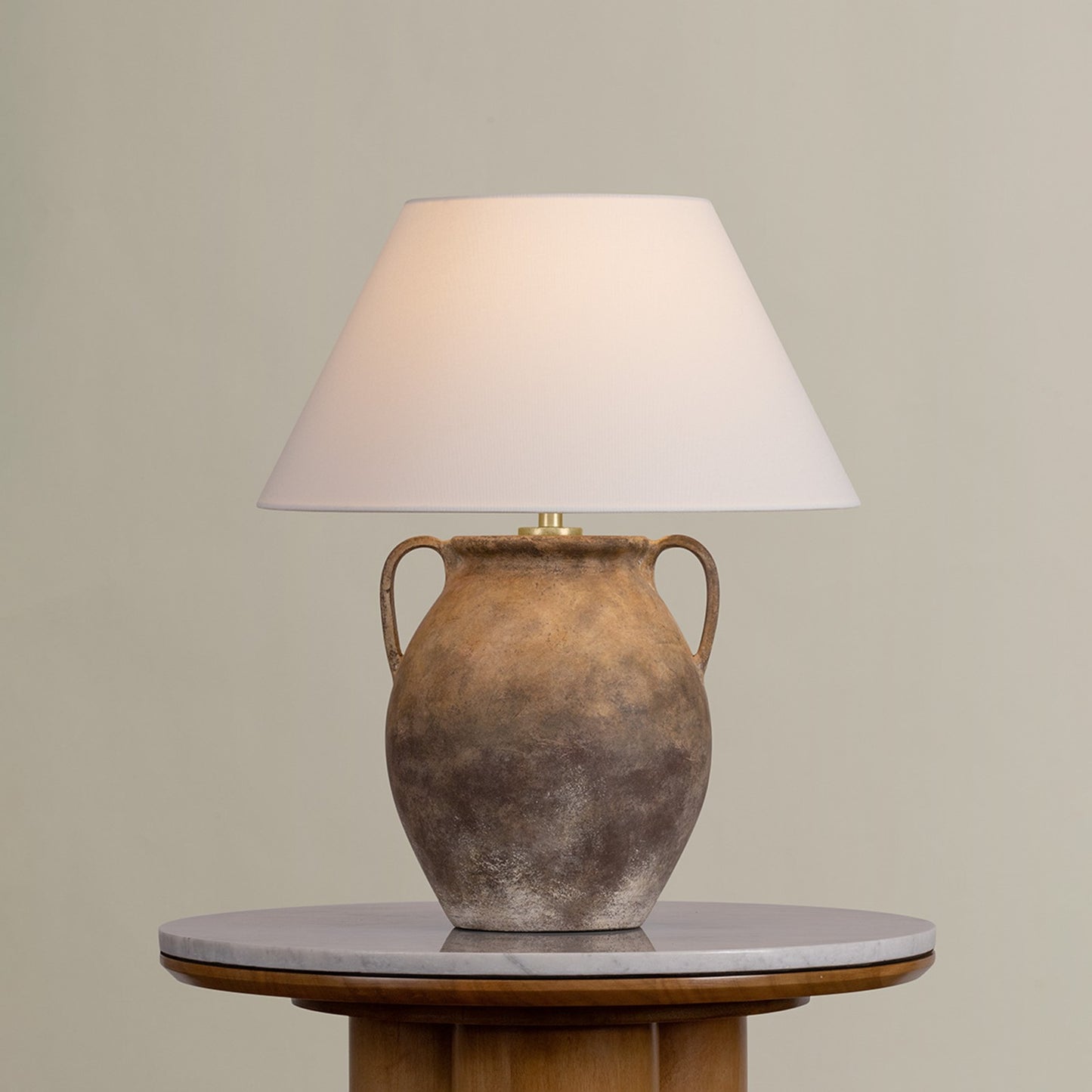 Troy Lighting Acton 1Lt Table Lamp, Gold Leaf/Off White Linen