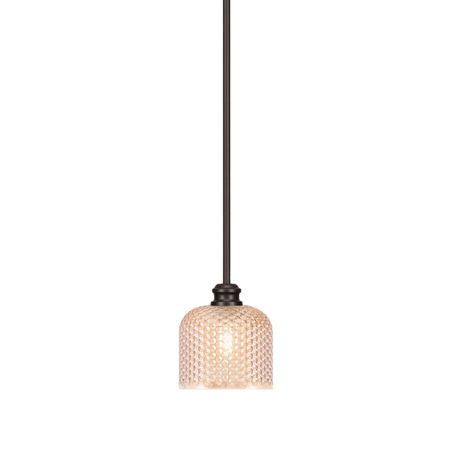 Toltec Edge 6in 1-Light Mini Pendant | Industrial Espresso Steel and Amber Textured Glass | Kitchen Island & Dining Room | 6 x 6.25 in | Model 1151-ES-4613