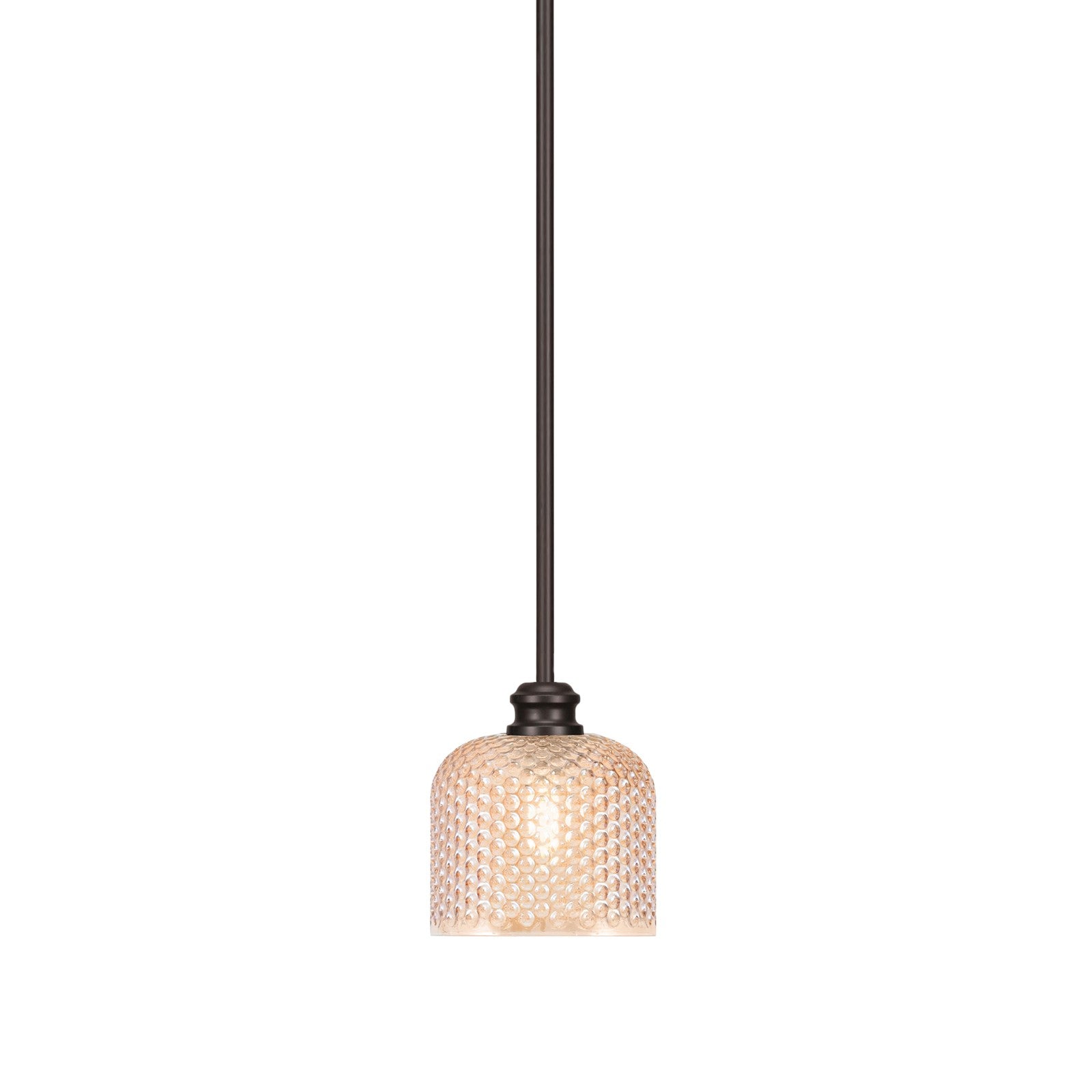 Toltec Edge 6in 1-Light Mini Pendant | Industrial Espresso Steel and Amber Textured Glass | Kitchen Island & Dining Room | 6 x 6.25 in | Model 1151-ES-4613