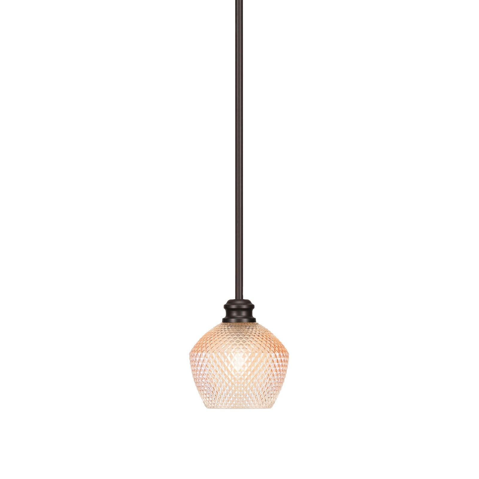 Toltec Edge 6in 1-Light Mini Pendant | Modern Espresso Steel and Amber Textured Glass | Kitchen Island & Dining Room | 6 x 6 x 6.25 in | Model 1151-ES-4623
