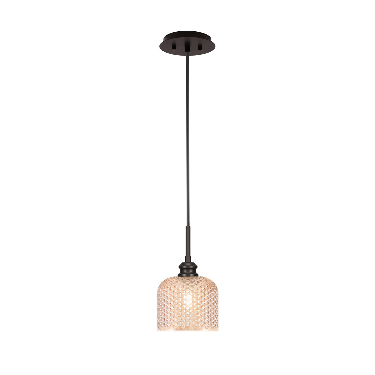 Toltec Edge 6in 1-Light Mini Pendant | Industrial Espresso Steel and Amber Textured Glass | Kitchen Island & Bar Area | 6 x 10 in | Model 1152-ES-4613
