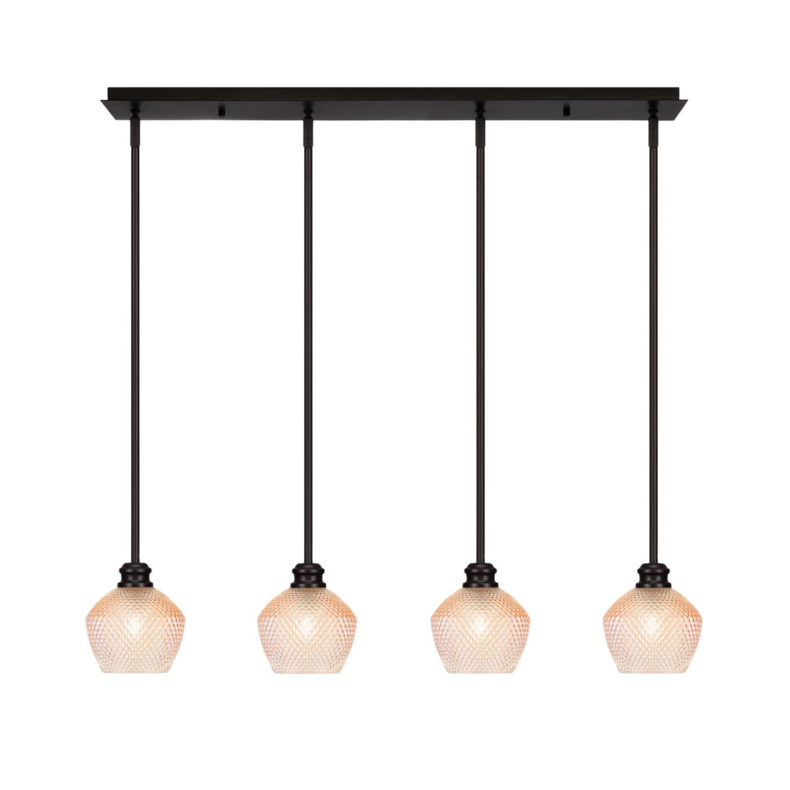 Toltec Edge 36in 4-Light Linear Pendant | Industrial Espresso Steel and Amber Textured Glass | Kitchen Island & Dining Room | 36 x 6 x 9.5 in | Model 1156-ES-4623