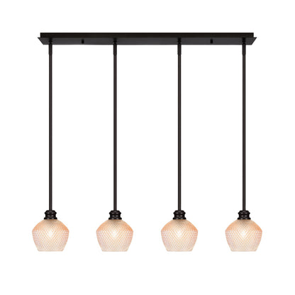 Toltec Edge 36in 4-Light Linear Pendant | Industrial Espresso Steel and Amber Textured Glass | Kitchen Island & Dining Room | 36 x 6 x 9.5 in | Model 1156-ES-4623