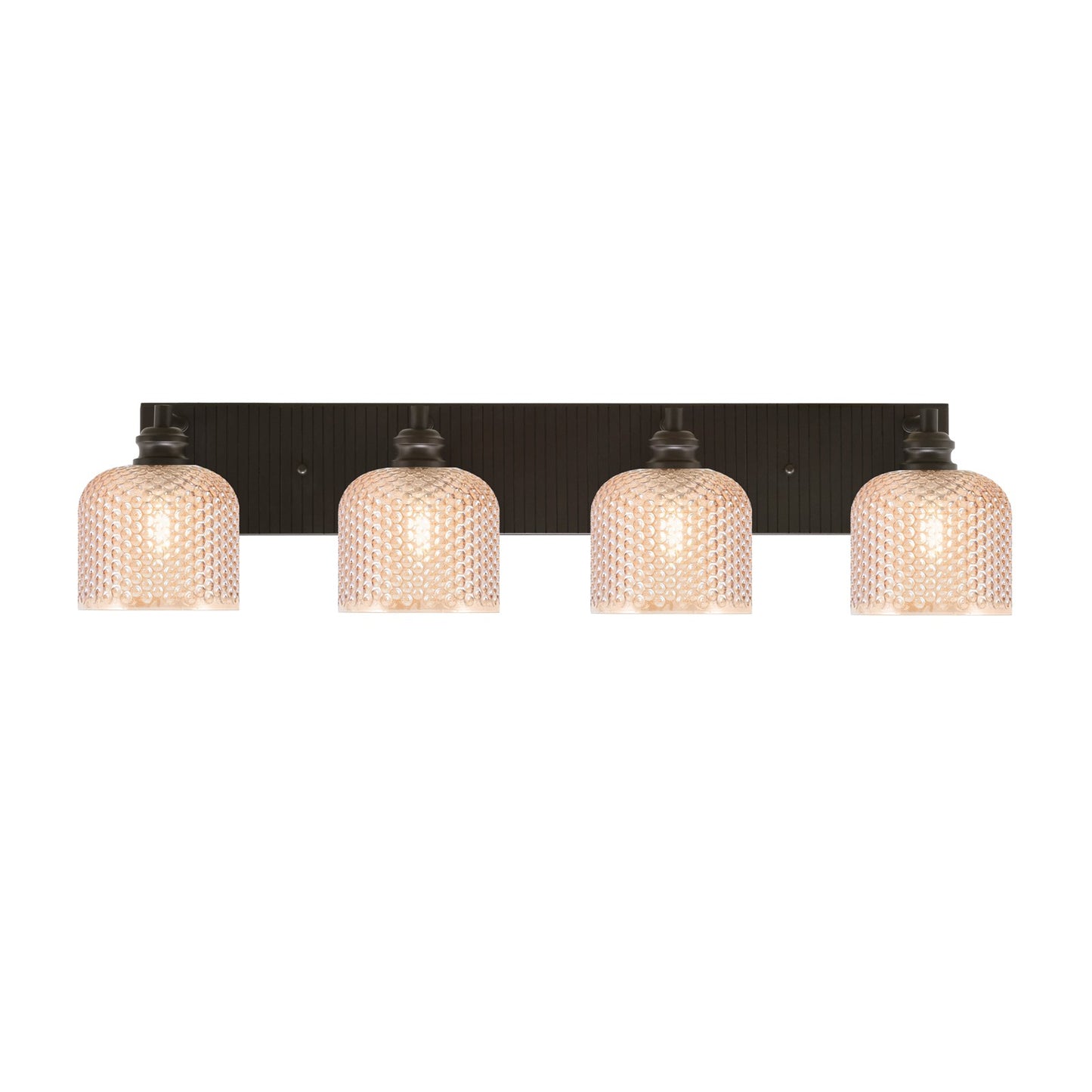 Toltec Edge 33.5in 4-Light Bath Bar | Industrial Espresso Steel and Amber Textured Glass | Vanity & Bathroom | 33.5 x 8 x 8.25 in | Model 1164-ES-4613