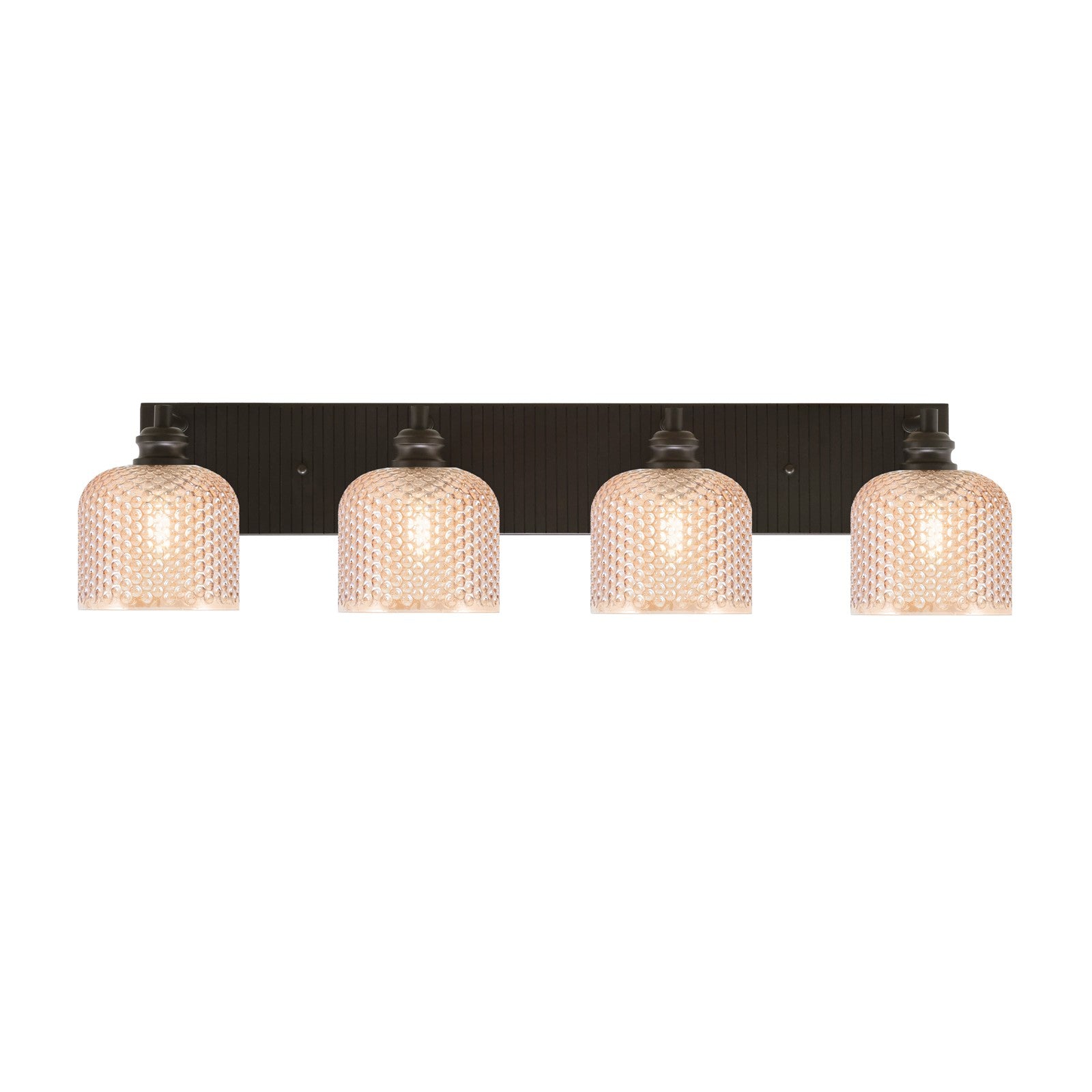 Toltec Edge 33.5in 4-Light Bath Bar | Industrial Espresso Steel and Amber Textured Glass | Vanity & Bathroom | 33.5 x 8 x 8.25 in | Model 1164-ES-4613