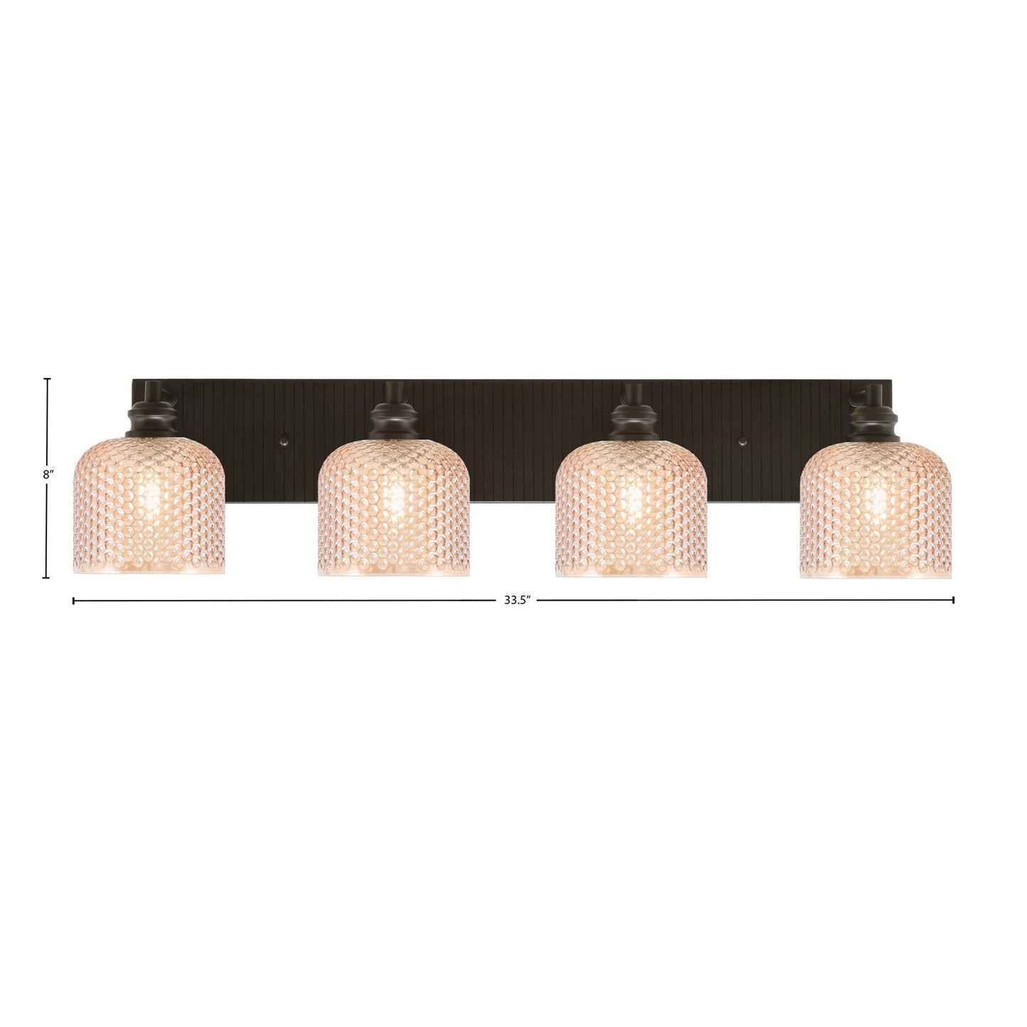 Toltec Edge 33.5in 4-Light Bath Bar | Industrial Espresso Steel and Amber Textured Glass | Vanity & Bathroom | 33.5 x 8 x 8.25 in | Model 1164-ES-4613