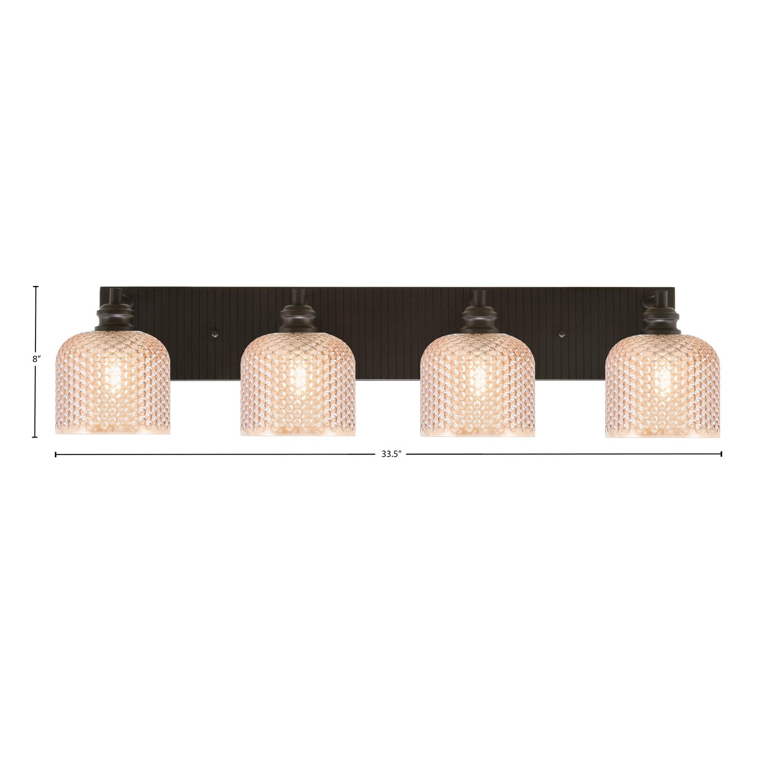 Toltec Edge 33.5in 4-Light Bath Bar | Industrial Espresso Steel and Amber Textured Glass | Vanity & Bathroom | 33.5 x 8 x 8.25 in | Model 1164-ES-4613