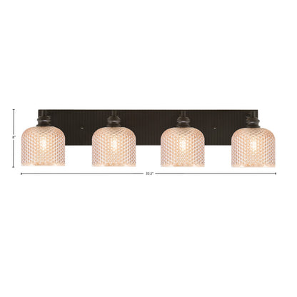 Toltec Edge 33.5in 4-Light Bath Bar | Industrial Espresso Steel and Amber Textured Glass | Vanity & Bathroom | 33.5 x 8 x 8.25 in | Model 1164-ES-4613