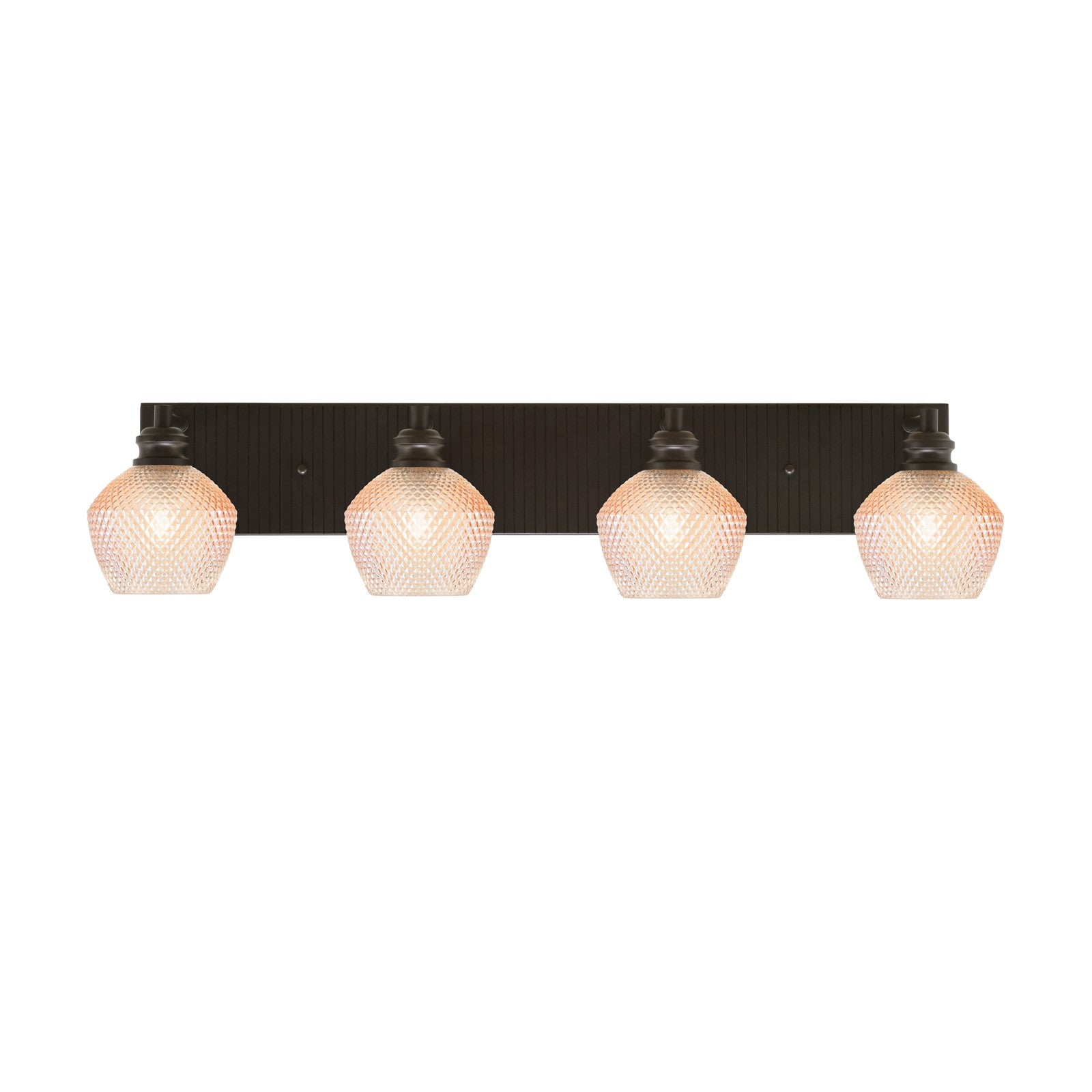 Toltec Edge 33.5in 4-Light Bath Bar | Modern Espresso Steel and Amber Textured Glass | Bathroom Vanity | 33.5 x 8 x 8.25 in | Model 1164-ES-4623