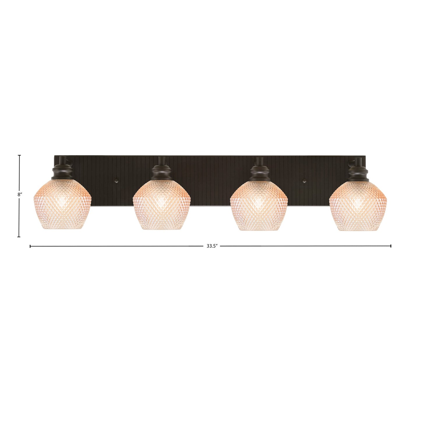 Toltec Edge 33.5in 4-Light Bath Bar | Modern Espresso Steel and Amber Textured Glass | Bathroom Vanity | 33.5 x 8 x 8.25 in | Model 1164-ES-4623