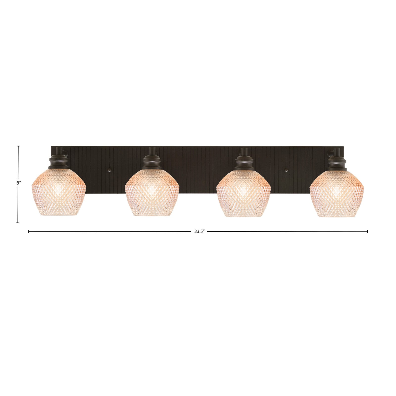 Toltec Edge 33.5in 4-Light Bath Bar | Modern Espresso Steel and Amber Textured Glass | Bathroom Vanity | 33.5 x 8 x 8.25 in | Model 1164-ES-4623