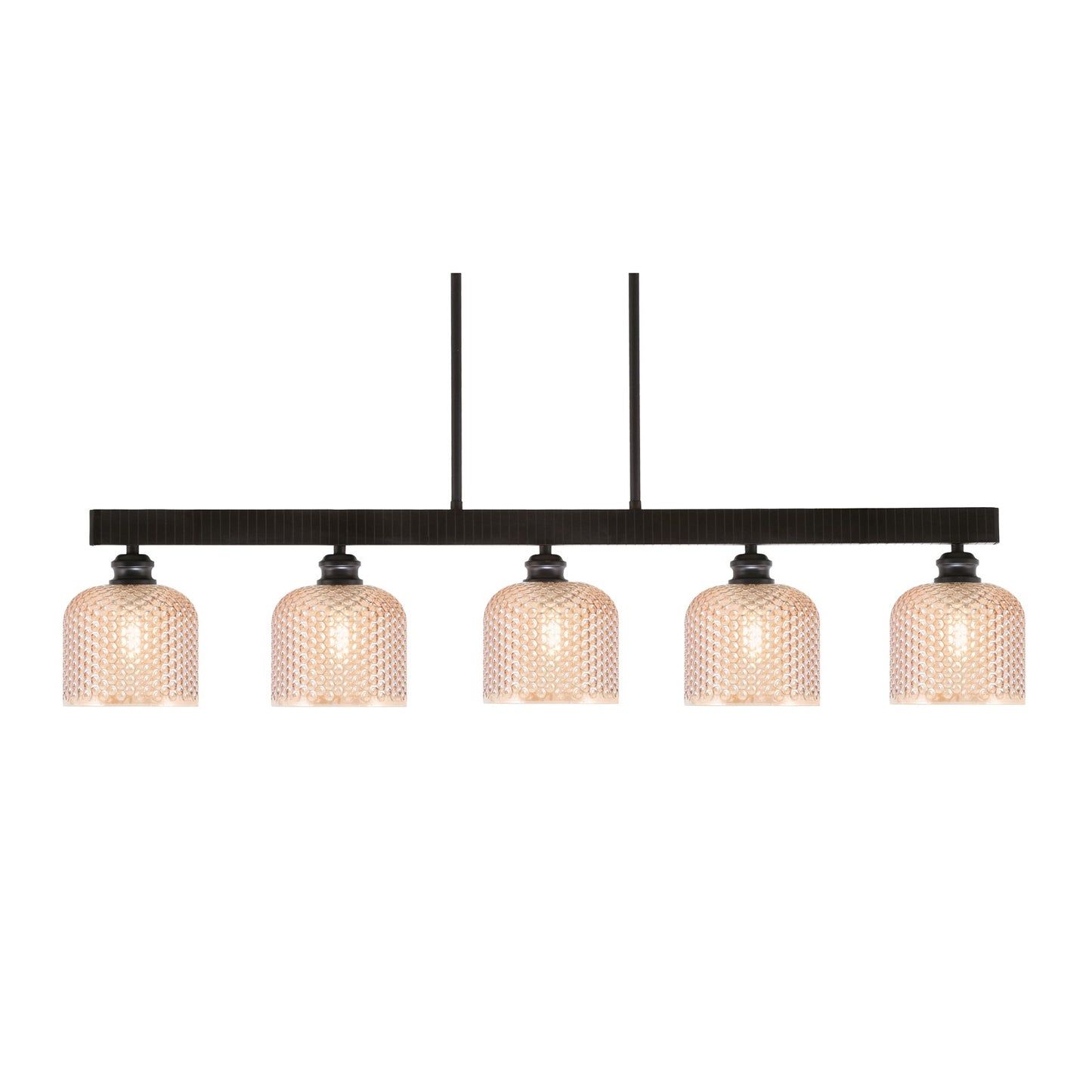 Toltec Edge 42in 5-Light Linear Bar | Industrial Espresso Steel and Amber Textured Glass | Kitchen Island & Dining Room | 42 x 6 x 8.75 in | Model 1185-ES-4613