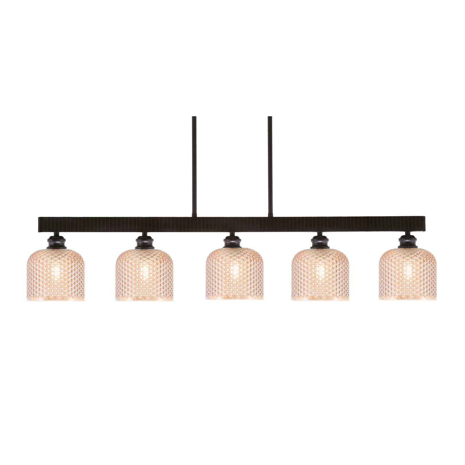 Toltec Edge 42in 5-Light Linear Bar | Industrial Espresso Steel and Amber Textured Glass | Kitchen Island & Dining Room | 42 x 6 x 8.75 in | Model 1185-ES-4613