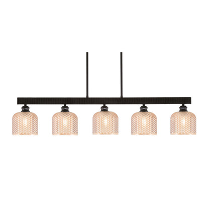 Toltec Edge 42in 5-Light Linear Bar | Industrial Espresso Steel and Amber Textured Glass | Kitchen Island & Dining Room | 42 x 6 x 8.75 in | Model 1185-ES-4613