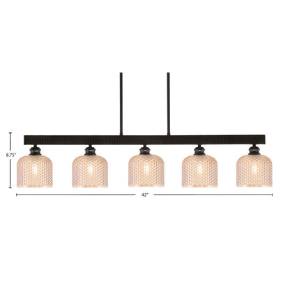 Toltec Edge 42in 5-Light Linear Bar | Industrial Espresso Steel and Amber Textured Glass | Kitchen Island & Dining Room | 42 x 6 x 8.75 in | Model 1185-ES-4613