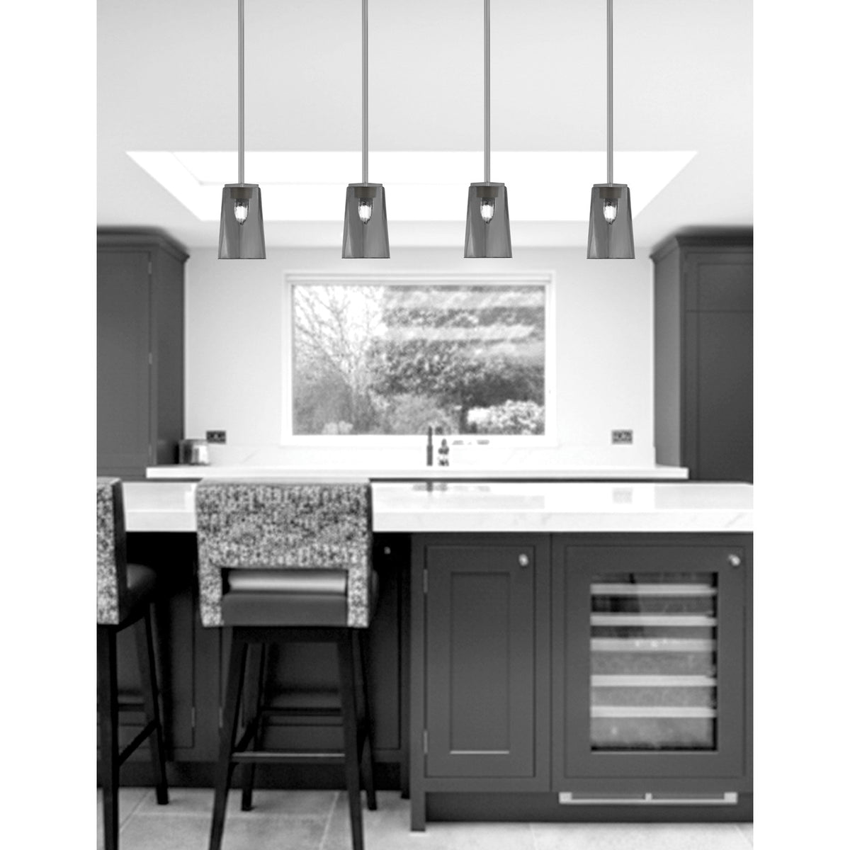 Toltec Franklin 5in 1-Light Mini Pendant | Modern Graphite and Smoke Bubble Glass | Kitchen Island & Dining Room | 4.5 x 7 in | Model 1201-GP-262