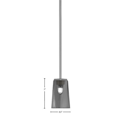 Toltec Franklin 5in 1-Light Mini Pendant | Modern Graphite and Smoke Bubble Glass | Kitchen Island & Dining Room | 4.5 x 7 in | Model 1201-GP-262