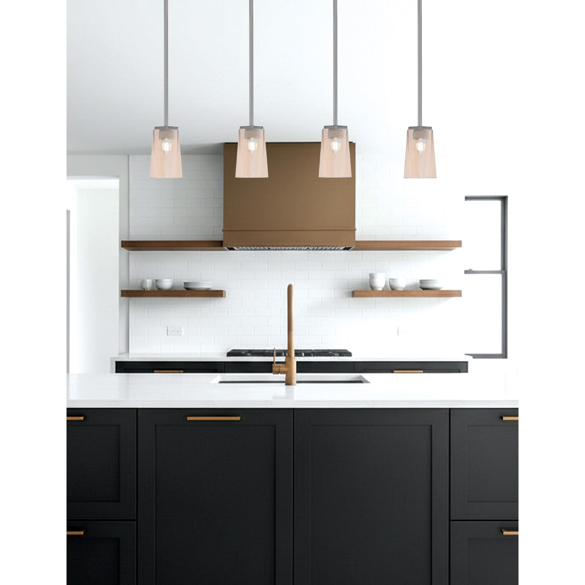 Toltec Franklin 5in 1-Light Mini Pendant | Modern Graphite and Amber Gradient Glass | Kitchen Island & Dining Room | 4.5 x 7 in | Model 1201-GP-263