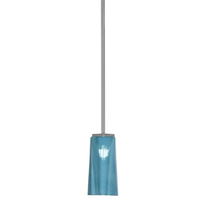 Toltec Franklin 5in 1-Light Mini Pendant | Modern Graphite and Blue Gradient Glass | Kitchen Island & Dining Room | 5 x 10 in | Model 1201-GP-295