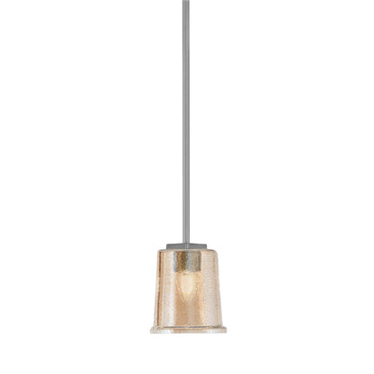 Toltec Franklin 5in 1-Light Mini Pendant | Modern Graphite and Amber Bubble Glass | Kitchen Island & Dining Nook | 5 x 6 in | Model 1201-GP-5033