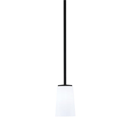 Toltec Franklin 1-Light Mini Pendant | Modern Matte Black and White Opal Glass | Kitchen Island & Dining Room | 4.5 x 7 in | Model 1201-MB-261