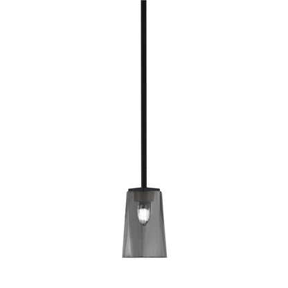 Toltec Franklin 1-Light Mini Pendant | Modern Matte Black and Smoke Bubble Glass | Kitchen Island & Dining Room | 4.5 x 7 in | Model 1201-MB-262