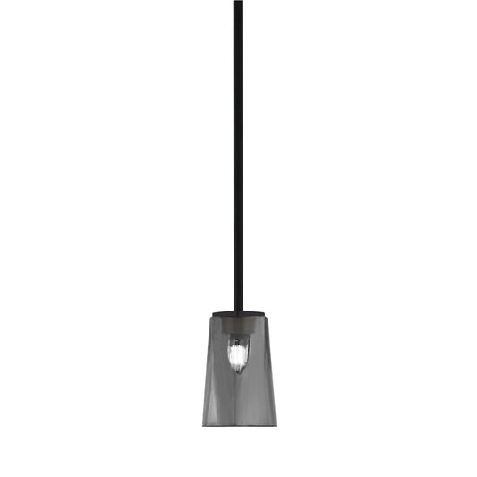Toltec Franklin 1-Light Mini Pendant | Modern Matte Black and Smoke Bubble Glass | Kitchen Island & Dining Room | 4.5 x 7 in | Model 1201-MB-262