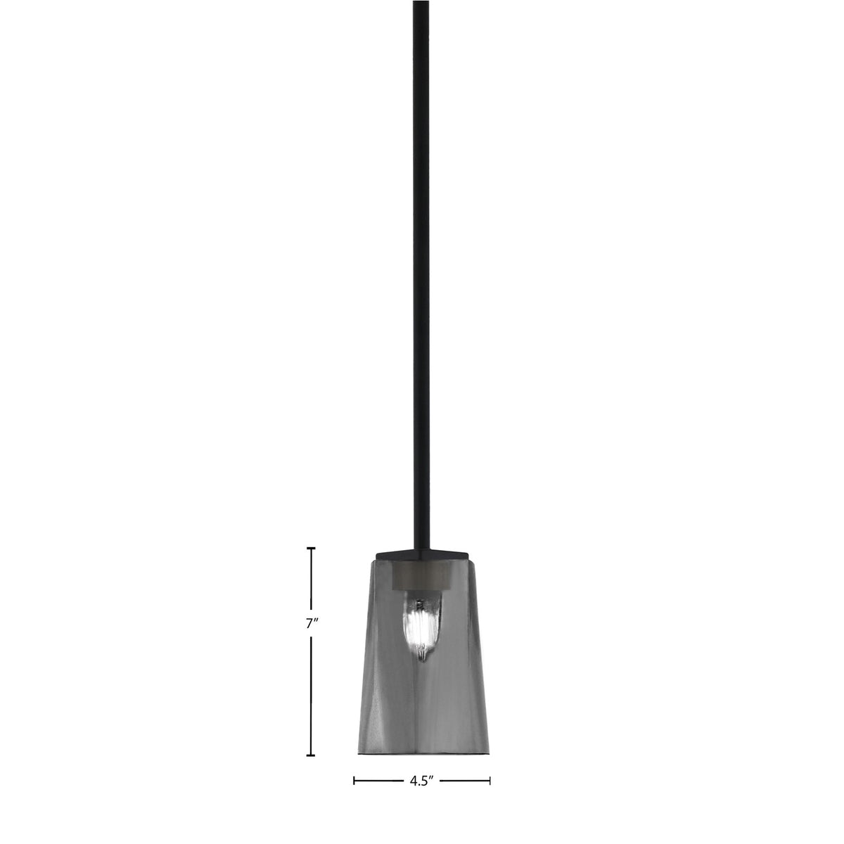 Toltec Franklin 1-Light Mini Pendant | Modern Matte Black and Smoke Bubble Glass | Kitchen Island & Dining Room | 4.5 x 7 in | Model 1201-MB-262