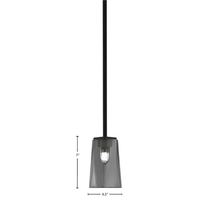 Toltec Franklin 1-Light Mini Pendant | Modern Matte Black and Smoke Bubble Glass | Kitchen Island & Dining Room | 4.5 x 7 in | Model 1201-MB-262