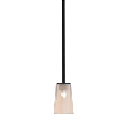 Toltec Franklin 1-Light Mini Pendant | Modern Matte Black and Amber Gradient Glass | Kitchen Island & Dining Room | 4.5 x 7 in | Model 1201-MB-263