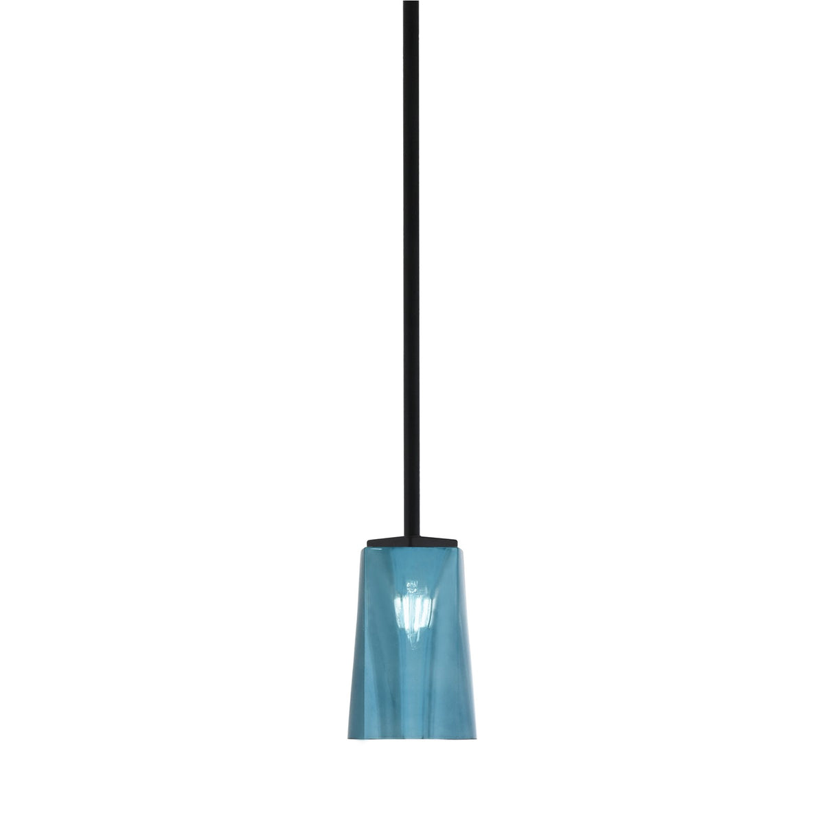 Toltec Franklin 1-Light Mini Pendant | Modern Matte Black and Blue Gradient Glass | Kitchen Island & Dining Room | 4.5 x 7 in | Model 1201-MB-265
