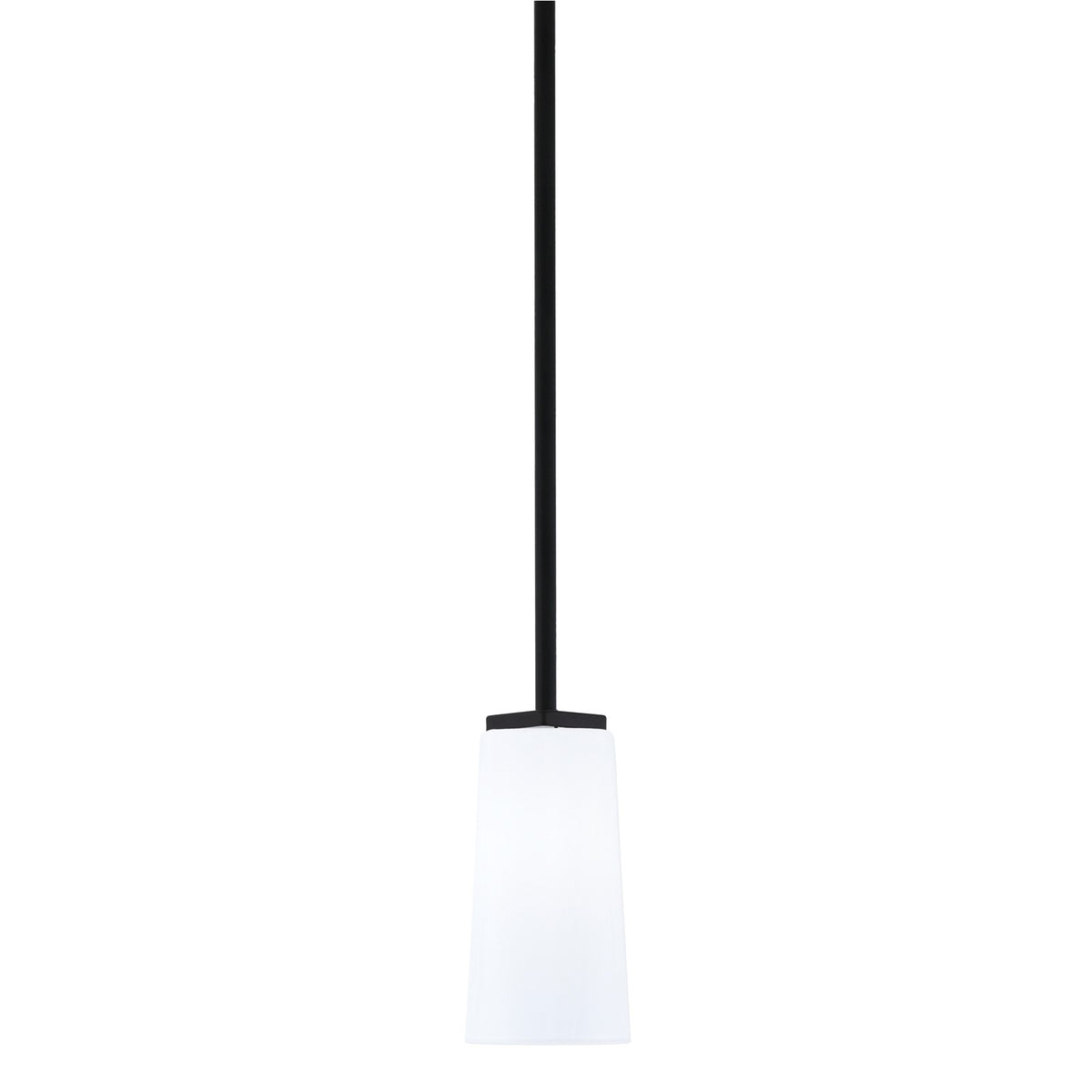 Toltec Franklin 5in 1-Light Mini Pendant | Modern Matte Black and White Opal Glass | Kitchen Island & Dining Room | 5 x 10 in | Model 1201-MB-291