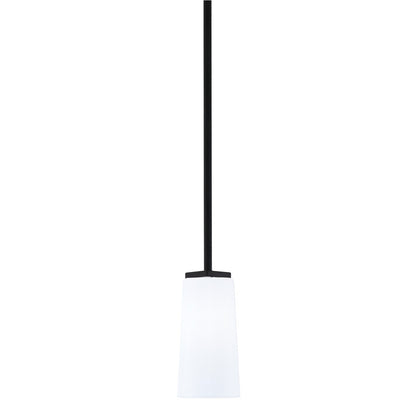 Toltec Franklin 5in 1-Light Mini Pendant | Modern Matte Black and White Opal Glass | Kitchen Island & Dining Room | 5 x 10 in | Model 1201-MB-291