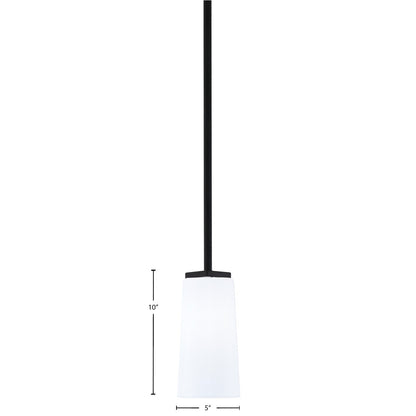 Toltec Franklin 5in 1-Light Mini Pendant | Modern Matte Black and White Opal Glass | Kitchen Island & Dining Room | 5 x 10 in | Model 1201-MB-291