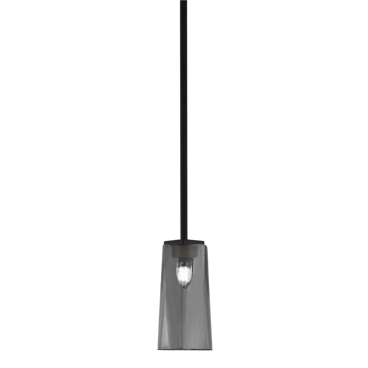 Toltec Franklin 5in 1-Light Mini Pendant | Modern Matte Black and Smoke Bubble Glass | Kitchen Island & Dining Room | 5 x 10 in | Model 1201-MB-292
