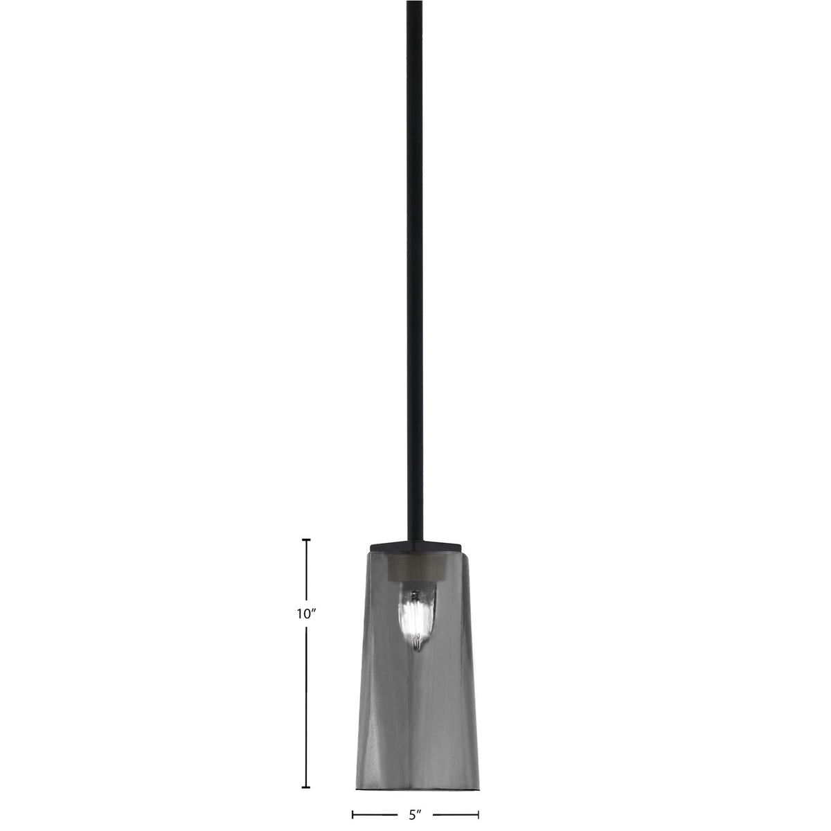 Toltec Franklin 5in 1-Light Mini Pendant | Modern Matte Black and Smoke Bubble Glass | Kitchen Island & Dining Room | 5 x 10 in | Model 1201-MB-292