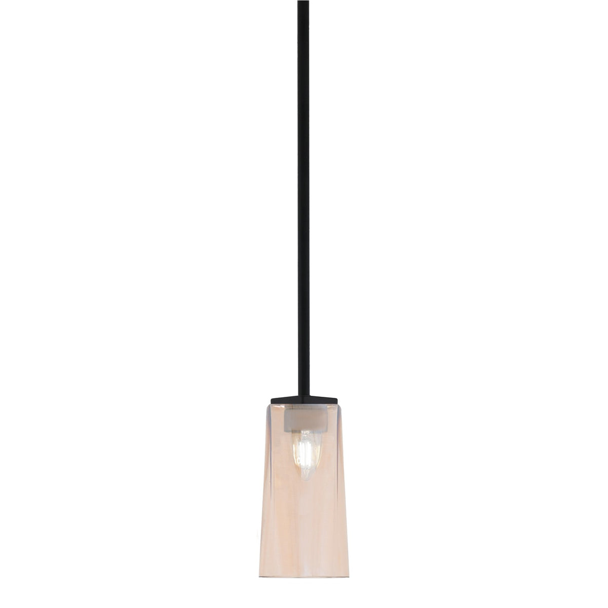 Toltec Franklin 5in 1-Light Mini Pendant | Modern Matte Black and Amber Gradient Glass | Kitchen Island & Dining Room | 5 x 10 in | Model 1201-MB-293
